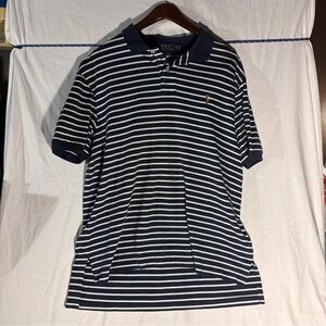 Ralph Lauren Men's Navy and White Striped Polo Shirt